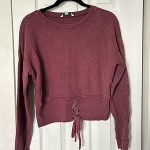 Women's Lace-Up Sweatshirt - Mauve